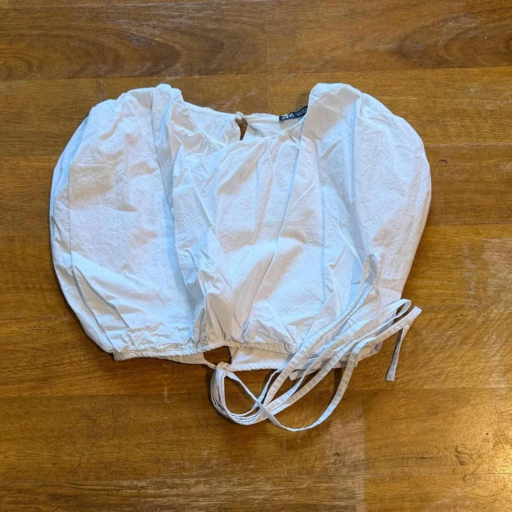 Zara white Puff Sleeve Top